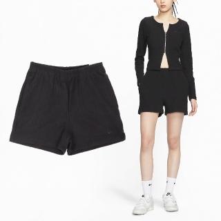 【NIKE 耐吉】短褲 NSW Chill Knit Shorts 女款 黑 針織 高腰 3吋 運動褲 褲子(FN3675-010)