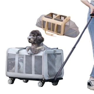 Dodopet寵物小推車 拉桿箱 可拓展款(可上三鐵/可拓展/兩廂隔離/小型犬貓咪適用)