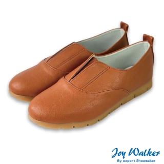【Joy Walker】Plus 舒適柔軟 素面平底 懶人鞋 駝色 女 鬆緊帶 包鞋 上班鞋 BO106