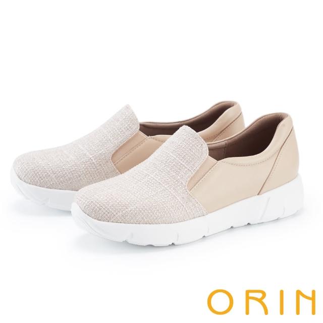 【ORIN】雙材質拼接輕量舒適厚底休閒鞋(裸色)