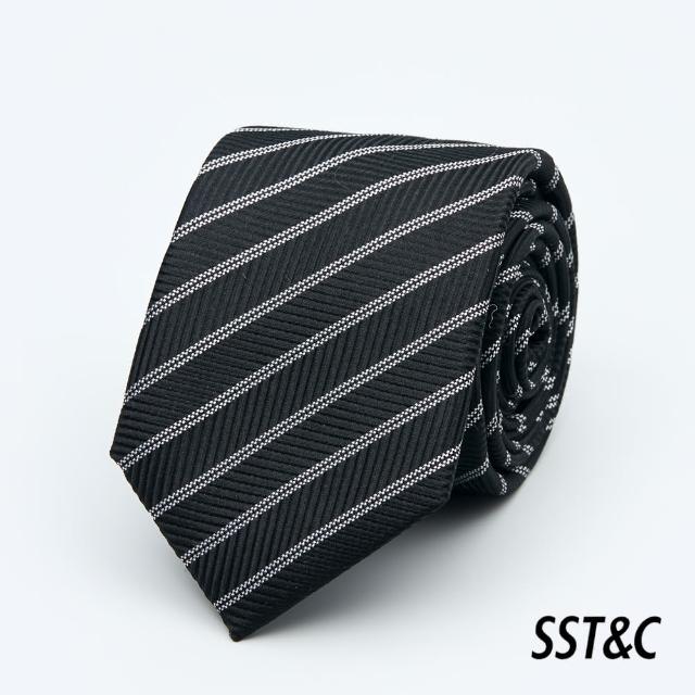 【SST&C 新品９折】黑色條紋窄版領帶1912403029