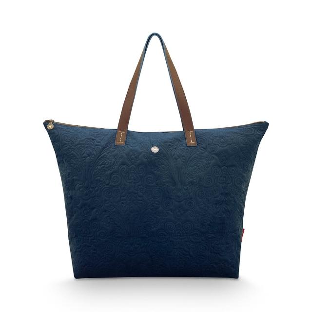 【PIP STUDIO】買一送一★藍色絲絨夾層托特包(包袋+質感化妝收納包)