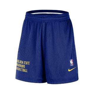 【NIKE 耐吉】球褲 NBA Golden State Warriors 男款 藍 黃 網眼 寬鬆 金州勇士 短褲(FB3728-495)
