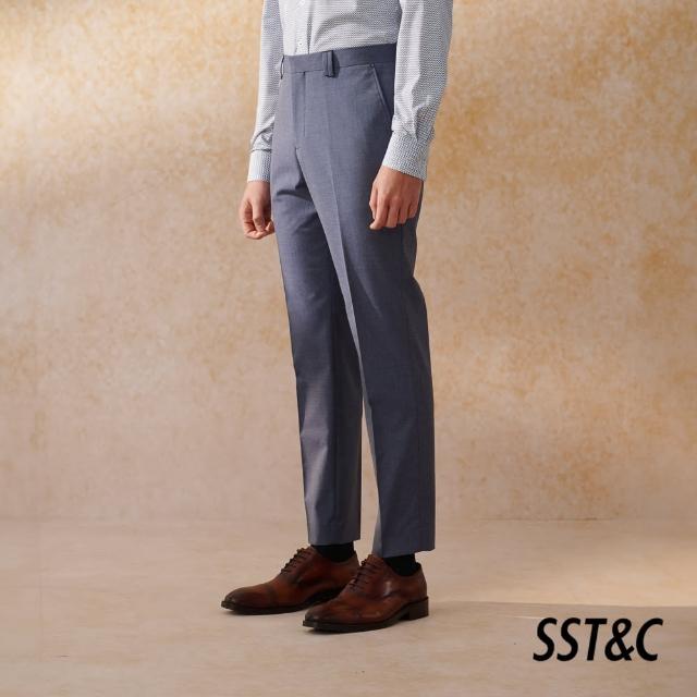 【SST&C 新品８５折】海軍藍紋理修身西裝褲0212404002