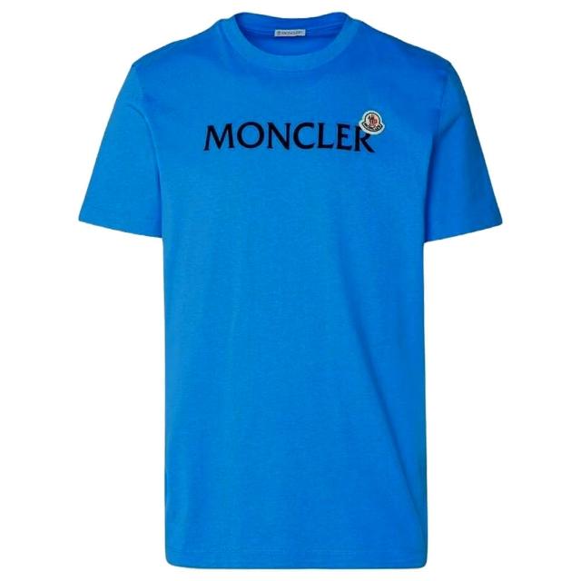 【MONCLER】男款 胸前文字&品牌LOGO 短袖T恤-藍色(M號、XL號)