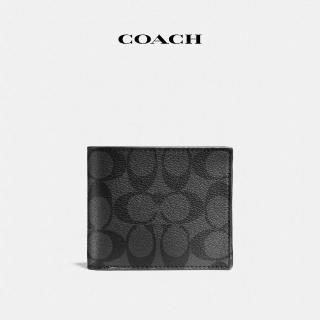 【COACH官方直營】經典Logo三合一錢包-碳灰色/黑色(74993)
