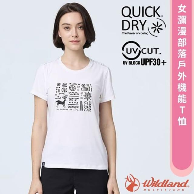 【Wildland 荒野】女 瀰漫部落戶外機能T恤.休閒機能短袖圓領衫.運動上衣(0B21609-30 白色)