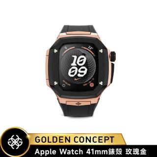 【Golden Concept】Apple Watch 41mm 保護殼 SPIII41 玫瑰金錶殼/黑橡膠錶帶(蝴蝶扣運動版 18K玫瑰金)