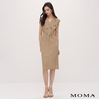 【MOMA】率性雙排釦風衣連身洋裝(卡其色)