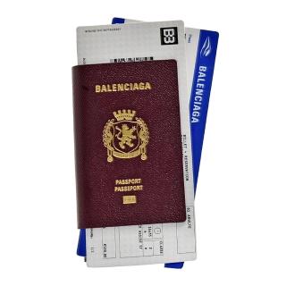 【Balenciaga 巴黎世家】限量護照夾機票造型小牛皮對折長夾(紅棕色787777-BROWN)