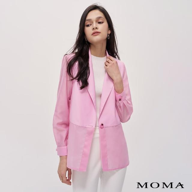 【MOMA】知性異材拼接西裝外套(粉色)