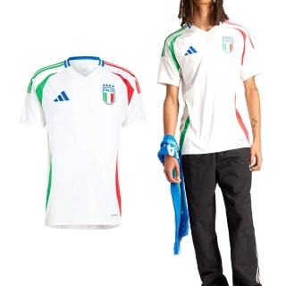 【adidas 愛迪達】Adidas FIGC A JSY 男款 白色 V 領 義大利隊主題 客場足球上衣 吸濕排汗 短袖 IN0656