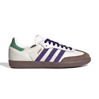 【adidas 愛迪達】Adidas Samba OG 女鞋 白紫綠色 經典 復古 潮流 皮革 麂皮 德訓 休閒鞋 ID8349