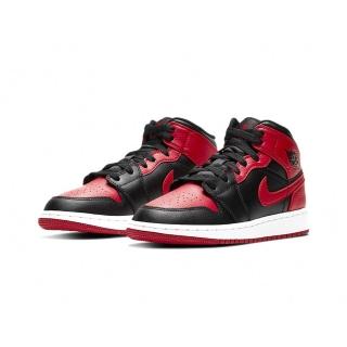 【NIKE 耐吉】Air Jordan 1 Mid GS Banned 黑紅 大童 休閒鞋 554725-074