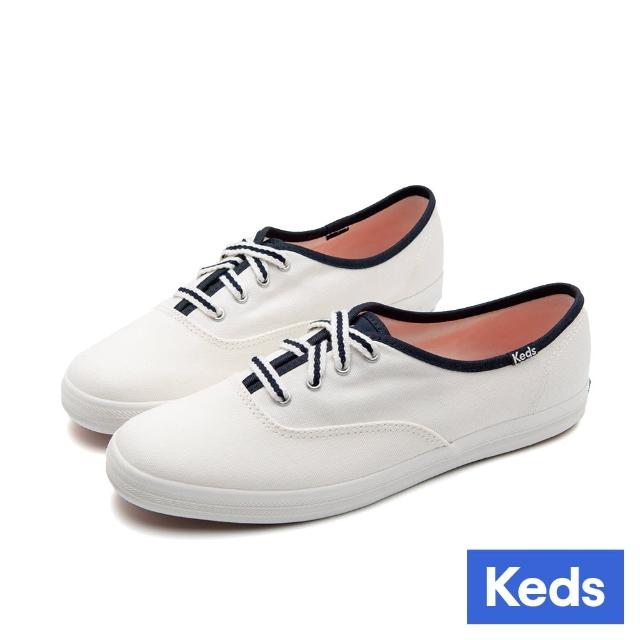 【Keds】CHAMPION 經典帆布撞色休閒小白鞋-白藍(9243W234342)