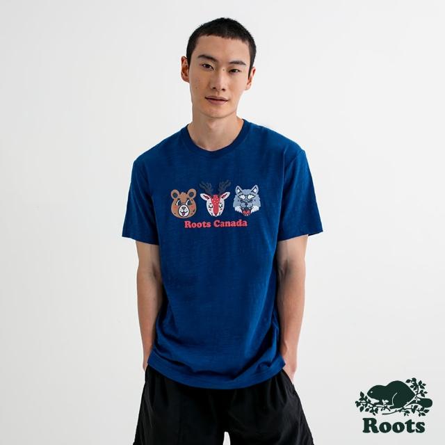 【Roots】Roots 男裝- BUDDY FRIENDS CLASSIC短袖T恤(藍色)