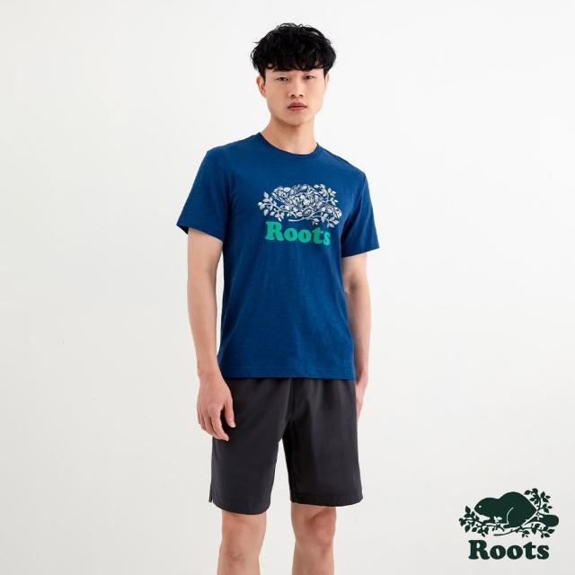 【Roots】Roots 男裝- COOPER NATURE修身短袖T恤(藍色)