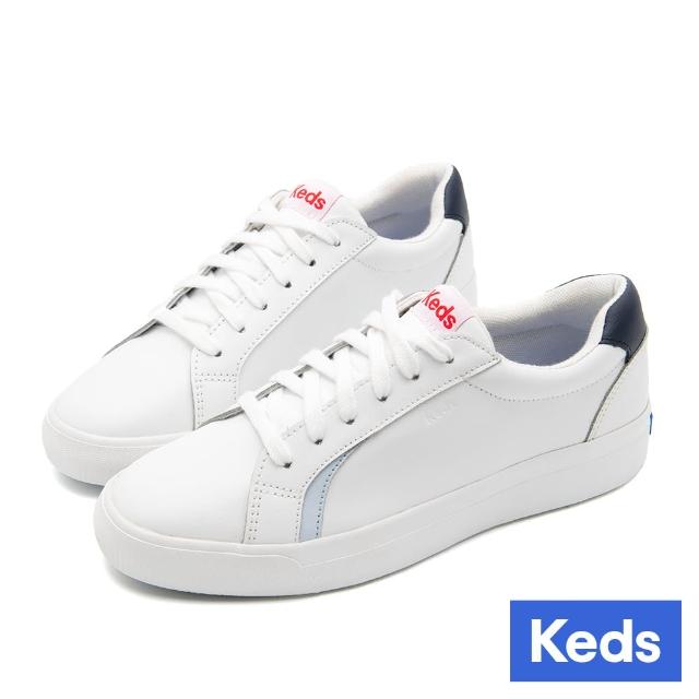 【Keds】PURSUIT 精緻時尚網球皮革運動休閒鞋-白藍(9243W130455)