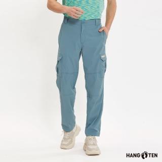 【Hang Ten】男裝-恆溫多功能-REGULAR FIT吸濕快乾彈性鬆緊腰頭抽繩口袋尼龍工裝機能長褲(天藍)