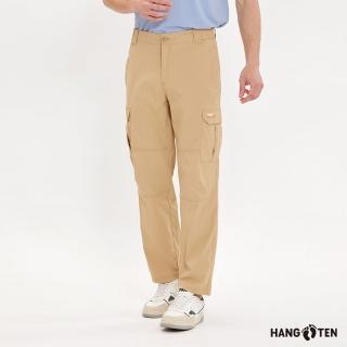 【Hang Ten】男裝-恆溫多功能-REGULAR FIT吸濕快乾彈性鬆緊腰頭抽繩口袋尼龍工裝機能長褲(卡其)