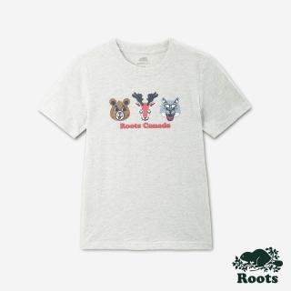 【Roots】Roots 大童- BUDDY FRIENDS短袖T恤(白麻灰)