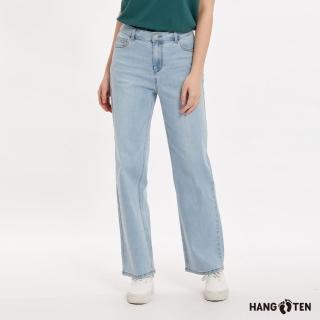 【Hang Ten】女裝-WIDE LEG FIT休閑寬版牛仔長褲(冰藍)