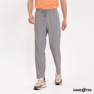 【Hang Ten】男裝-恆溫多功能-TAPERED FIT冰絲涼感吸濕快乾側邊壓條錐形長褲(銀灰)