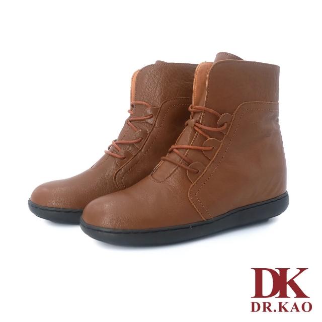 【DK 高博士】率真牛皮綁帶空氣鞋 女短靴 87-2141-55(棕色)