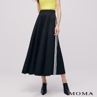 【MOMA】休閒織帶運動風長裙(黑色)