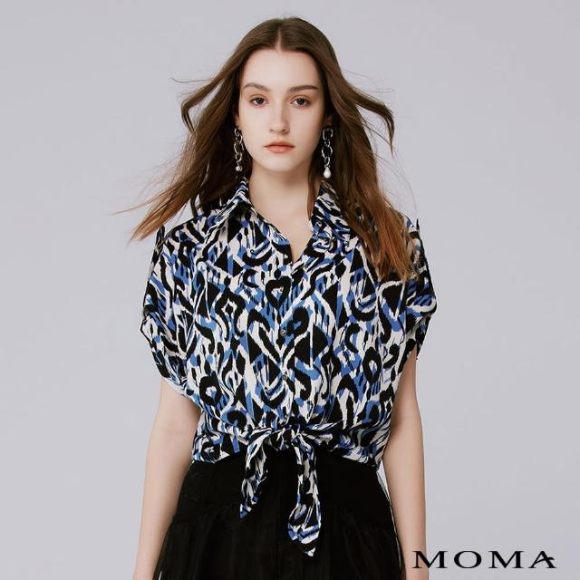 【MOMA】夏形象款｜幾何印花綁帶上衣(藍色)