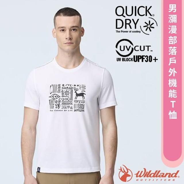 【Wildland 荒野】男 瀰漫部落戶外機能T恤.休閒機能短袖圓領衫.運動上衣(0B21610-30 白色)