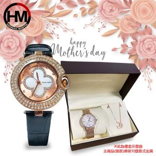 【HANNAH MARTIN】時尚鑲鑽錶框刻度女士腕錶-大禮盒套組/手錶禮盒/母親節(HM-Z11)
