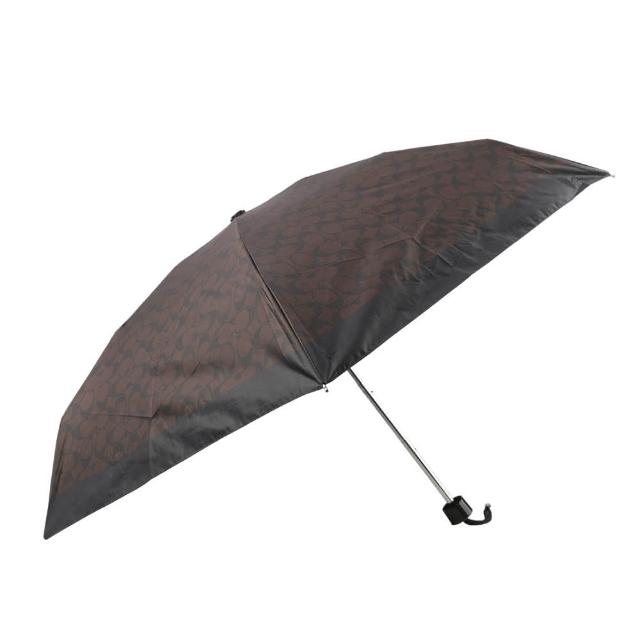 【COACH】CC Logo 滿版標誌環保材質迷你雨傘(巧克力色)