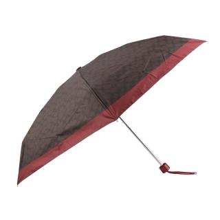 【COACH】CC Logo 滿版標誌環保材質迷你雨傘(栗子棕/紅色)
