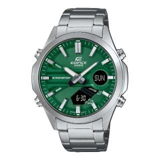 【CASIO 卡西歐】解放自我精巧簡約指針數位雙顯手錶 綠面 45.5MM(EFV-C120D-3A)