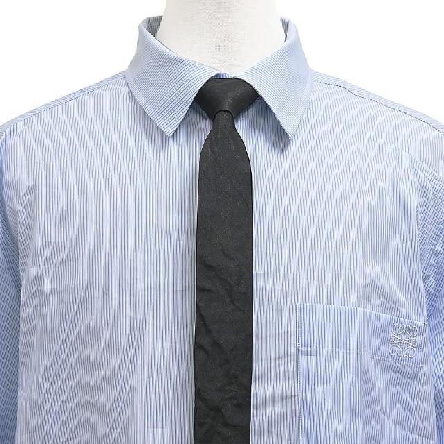 【Dior 迪奧】DIOR皺褶設計混紡絲質領帶(窄版/黑)