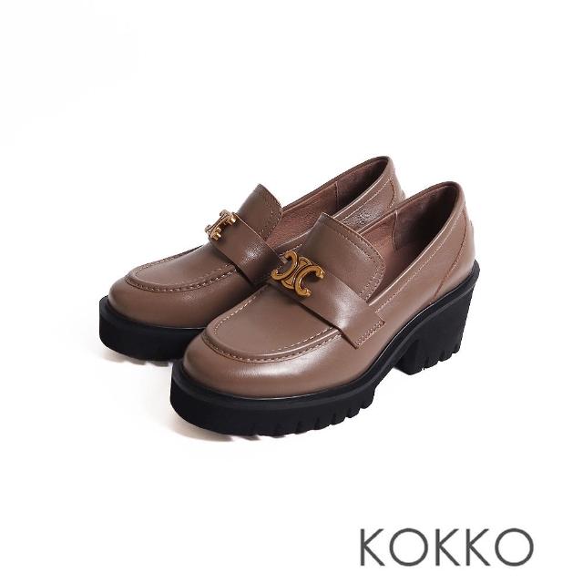 【KOKKO 集團】超輕量經典柔軟羊皮厚底樂福鞋(駝色)