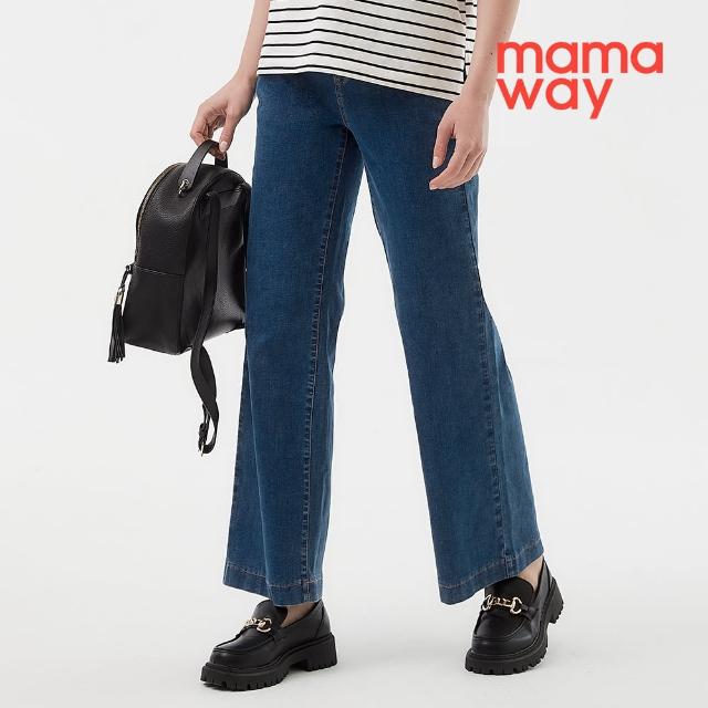 【mamaway 媽媽餵】修身直筒牛仔寬褲