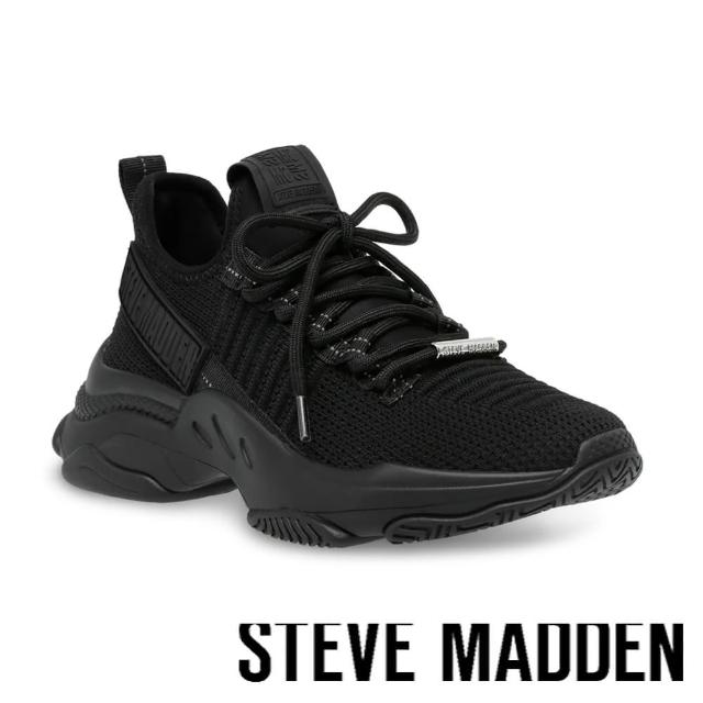【STEVE MADDEN】MAC-E 透氣網布運動休閒鞋(黑色)