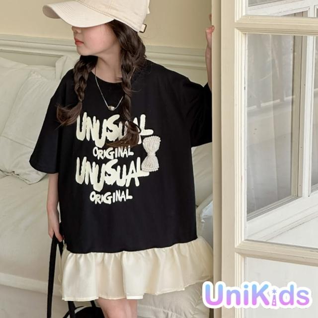 【UniKids】中大童裝短袖T恤裙洋裝 韓系女團風 女大童裝 VPAQL24028(圖片色)