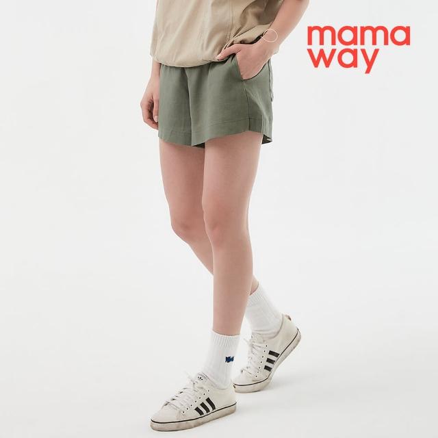 【mamaway 媽媽餵】涼感麻料孕婦短褲