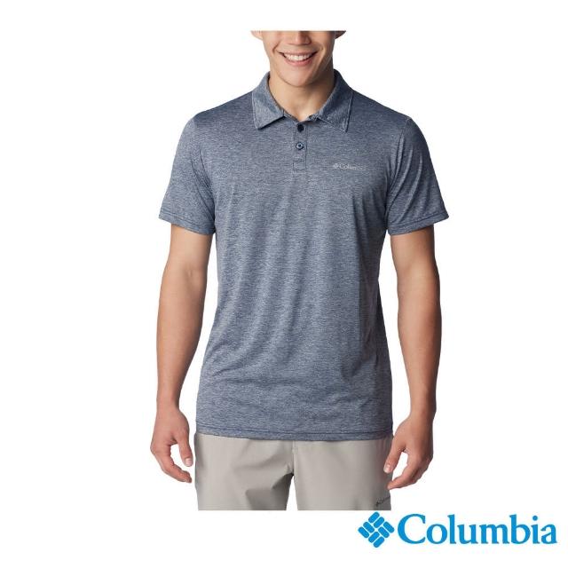 【Columbia 哥倫比亞 官方旗艦】男款-Columbia Hike快排短袖POLO衫-深藍色(UAE36140NY/IS)