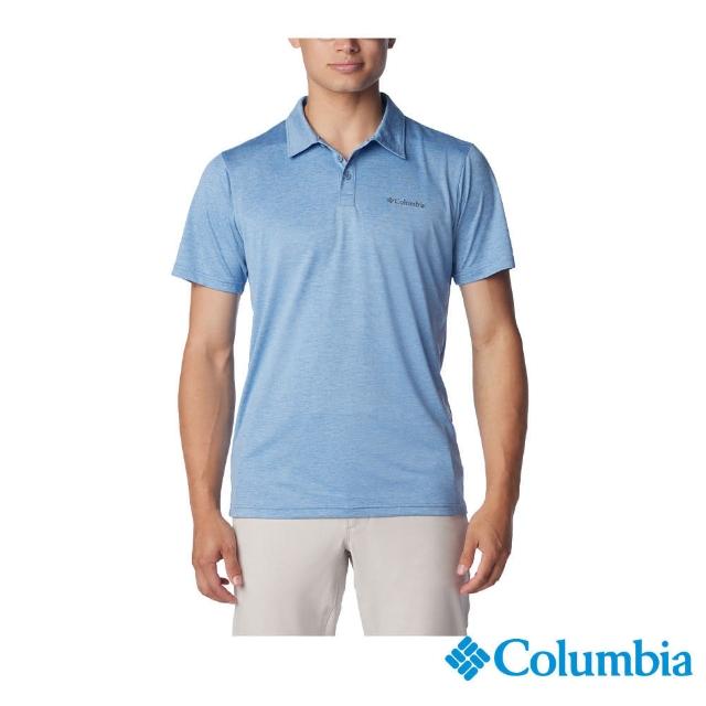 【Columbia 哥倫比亞 官方旗艦】男款-Columbia Hike快排短袖POLO衫-藍色(UAE36140BL/IS)