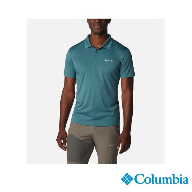 【Columbia 哥倫比亞 官方旗艦】男款-Zero Rules涼感防曬快排短袖Polo衫-碧綠色(UAE60820JP/IS)