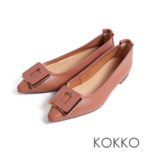 【KOKKO 集團】氣質典雅大氣方釦隨妳彎包鞋(粉紅色)