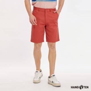 【Hang Ten】男裝-REGULAR FIT經典斜紋開扣休閑短褲(鮮紅)