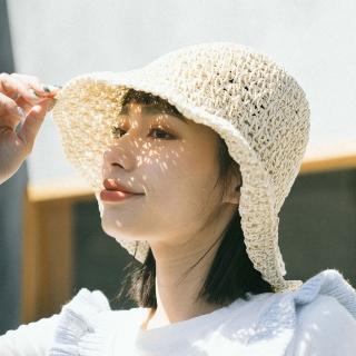 【Queenshop】女裝 質感後編織綁帶造型草帽 兩色售 現+預 07020904