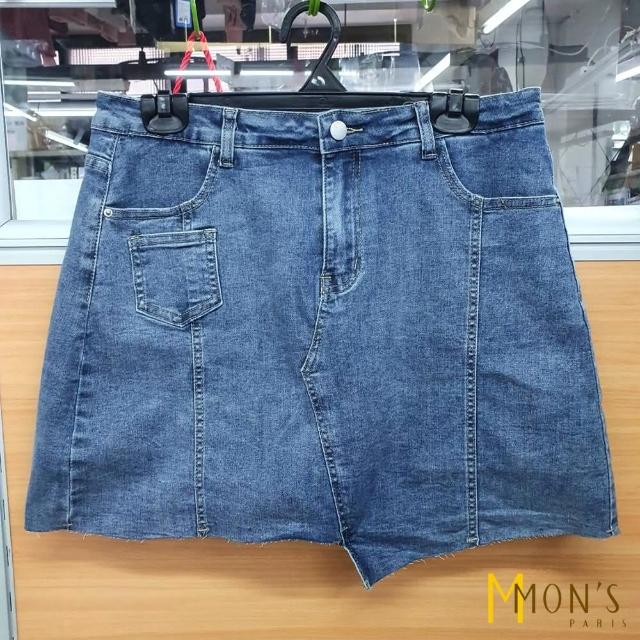 【MON’S】不規則牛仔褲裙(直)