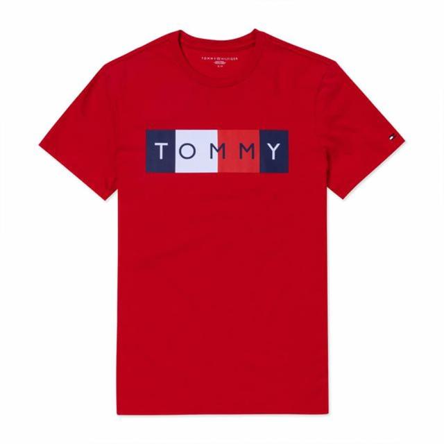 【Tommy Hilfiger】TOMMY 經典印刷大Logo圖案短袖T恤-紅色(平輸品)
