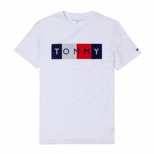 【Tommy Hilfiger】TOMMY 經典印刷大Logo圖案短袖T恤-白色(平輸品)